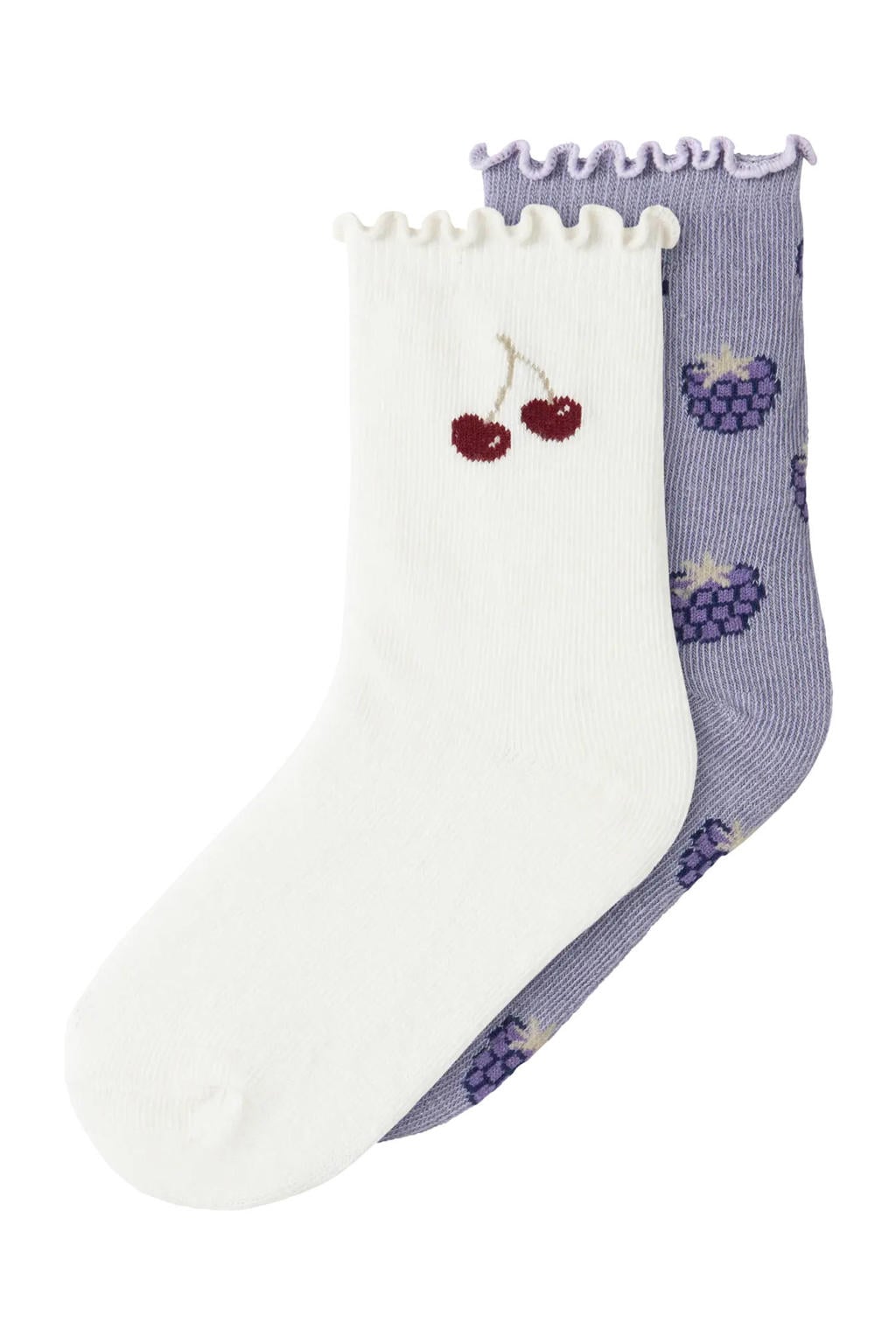 NAME IT MINI sokken met print - paars/wit (set van 2)