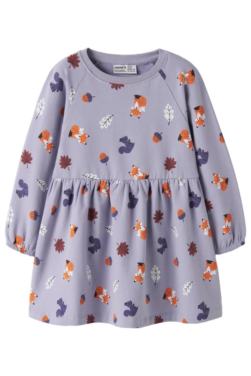 NAME IT MINI midi sweatjurk met print - lila