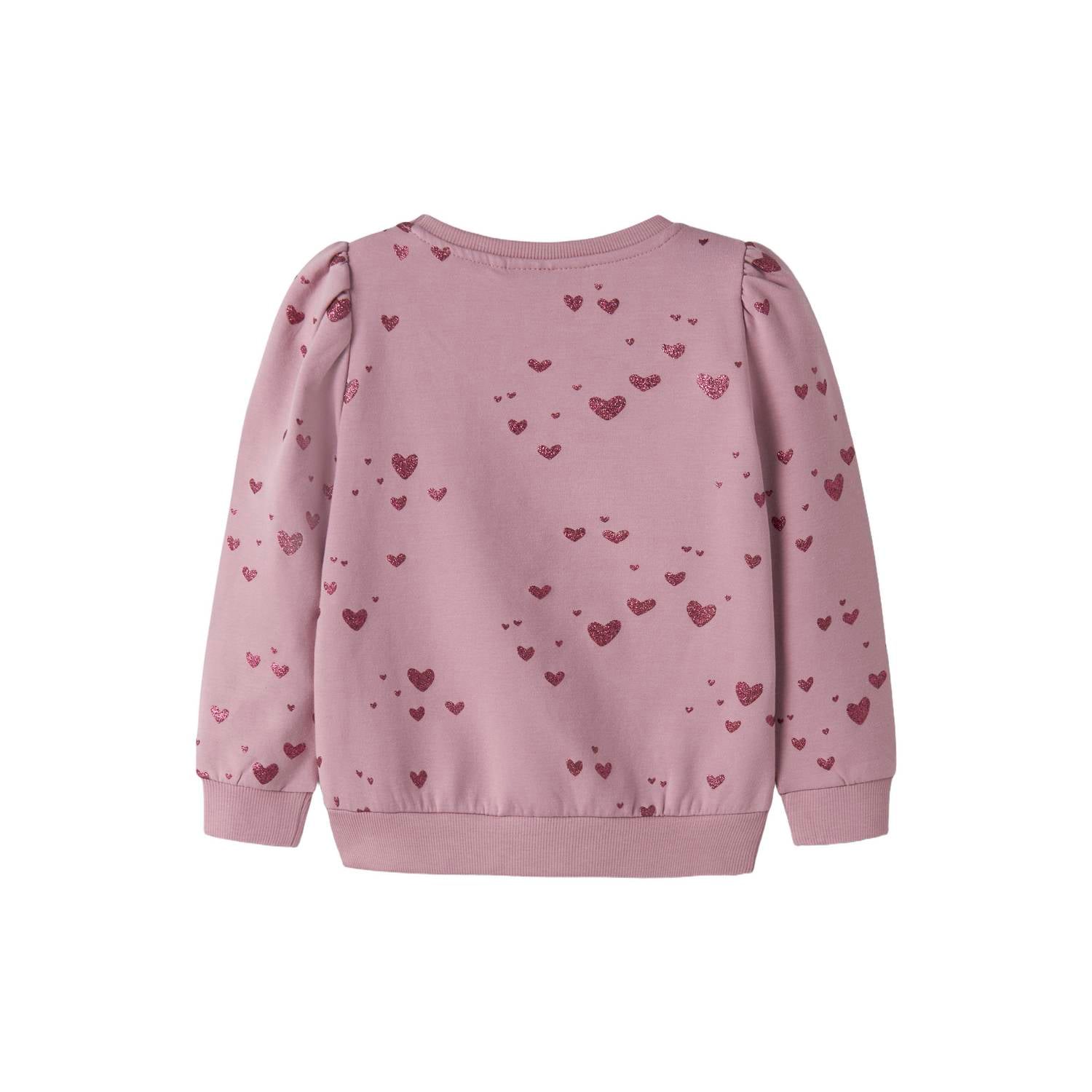 NAME IT MINI sweater met hartjes lila