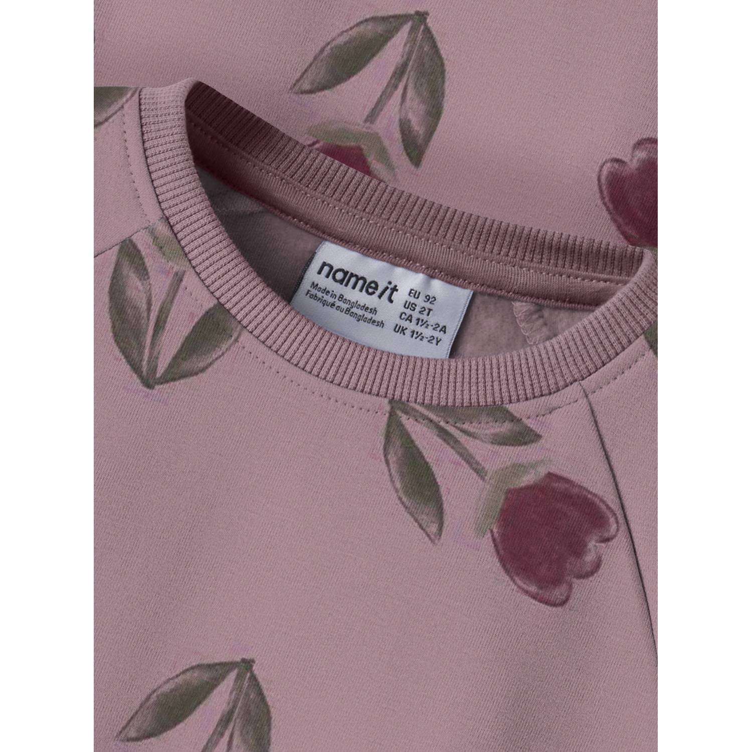 NAME IT MINI gebloemde sweater roze