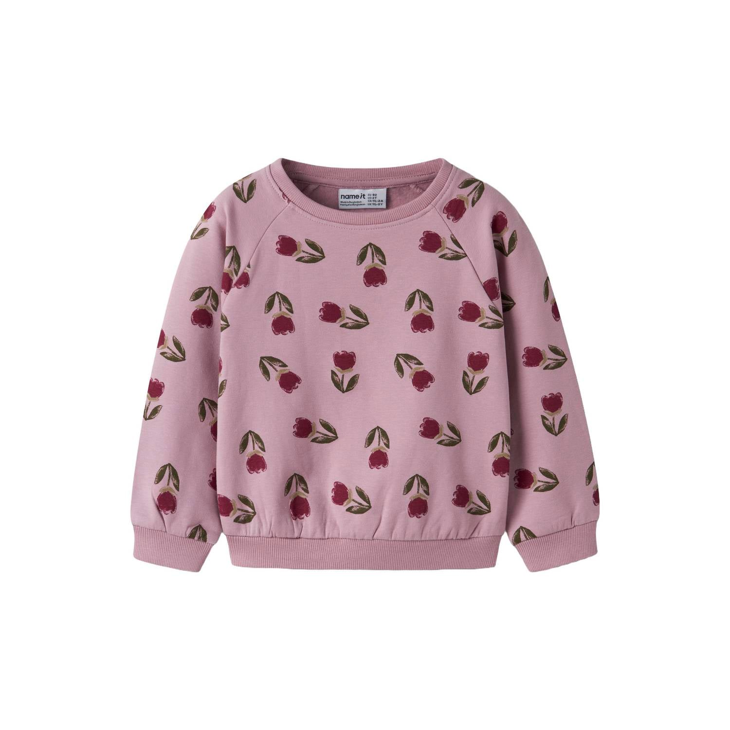 NAME IT MINI gebloemde sweater roze