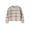 NAME IT MINI rechtvallende gebreide gestreepte trui met wol - beige/roze