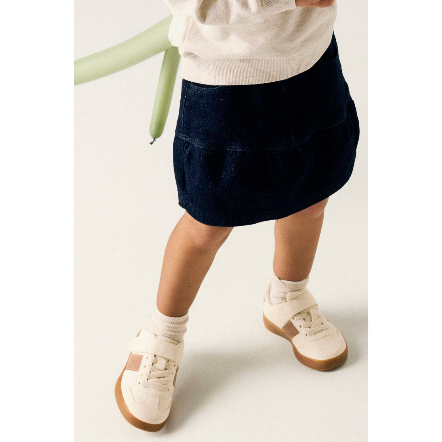 NAME IT MINI midi spijkerrok met glitters en plooien donkerblauw