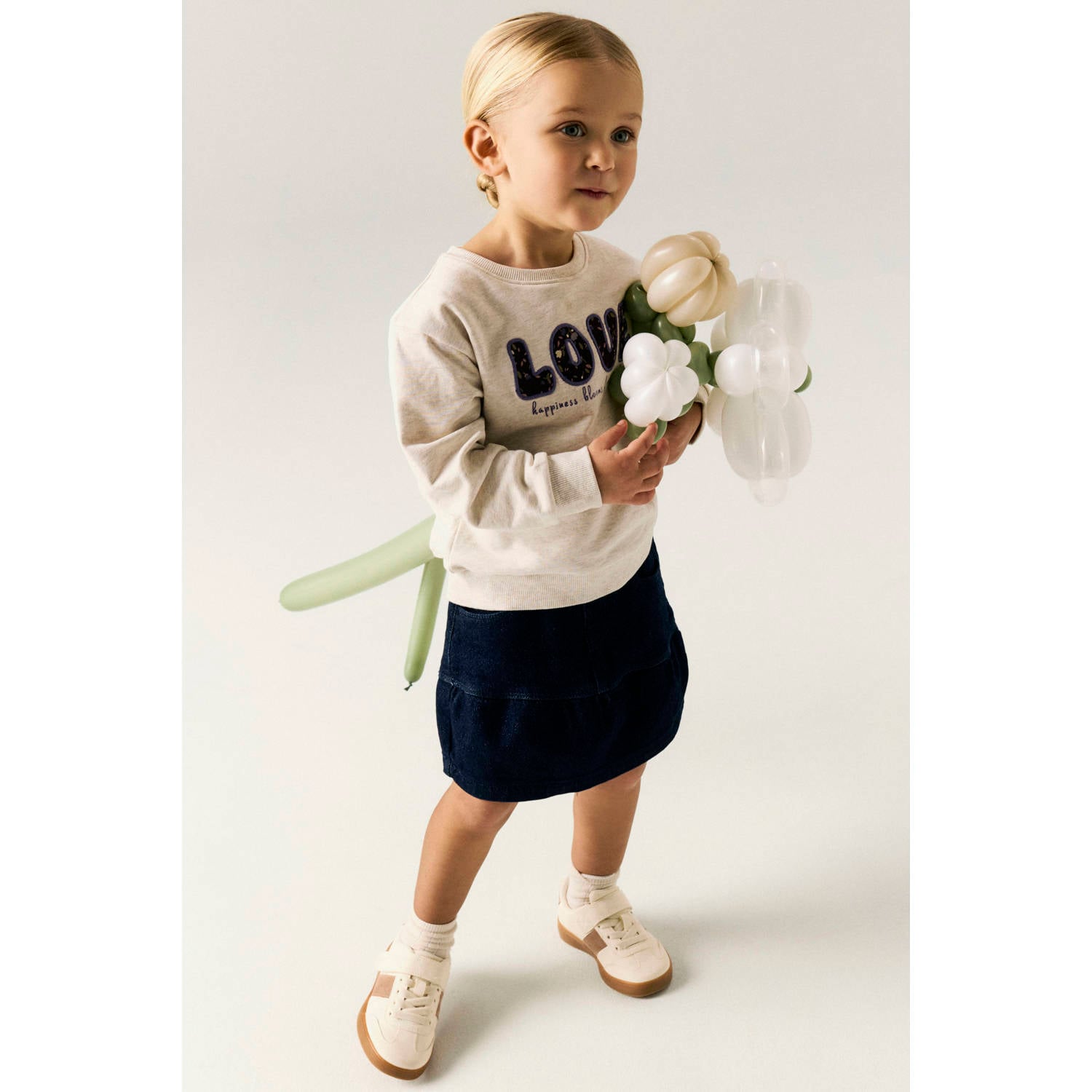 NAME IT MINI midi spijkerrok met glitters en plooien donkerblauw