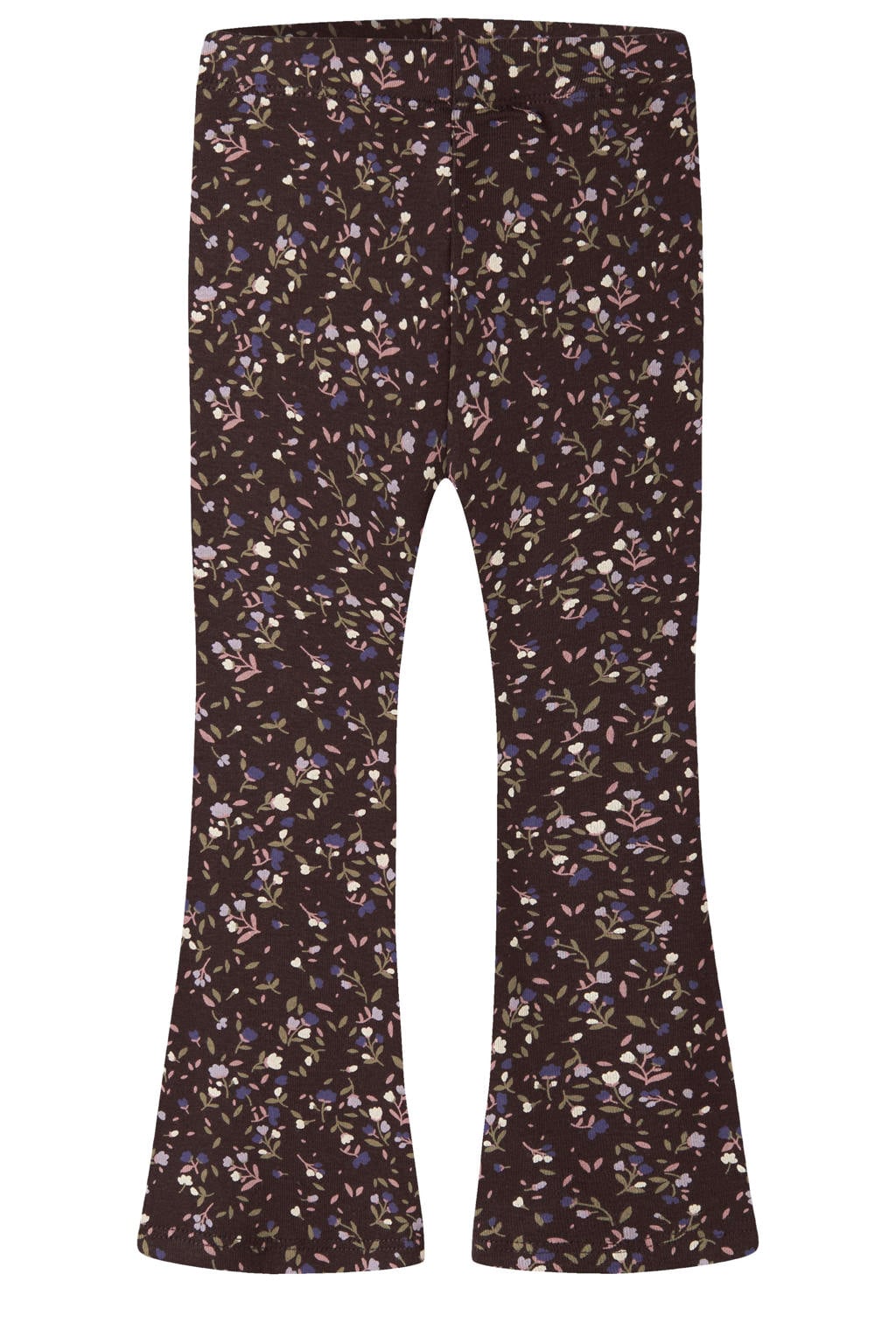 Donkerblauwe meisjes NAME IT MINI regular fit flared gebreide gebloemde legging van stretchkatoen