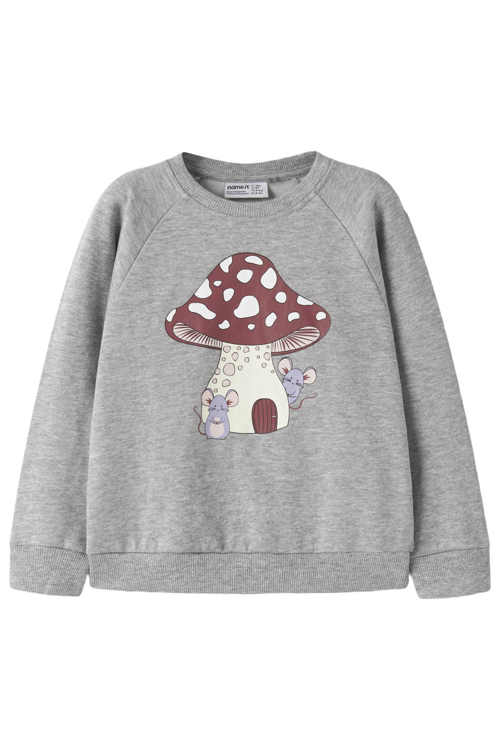 NAME IT MINI rechtvallende sweater met print - grijs