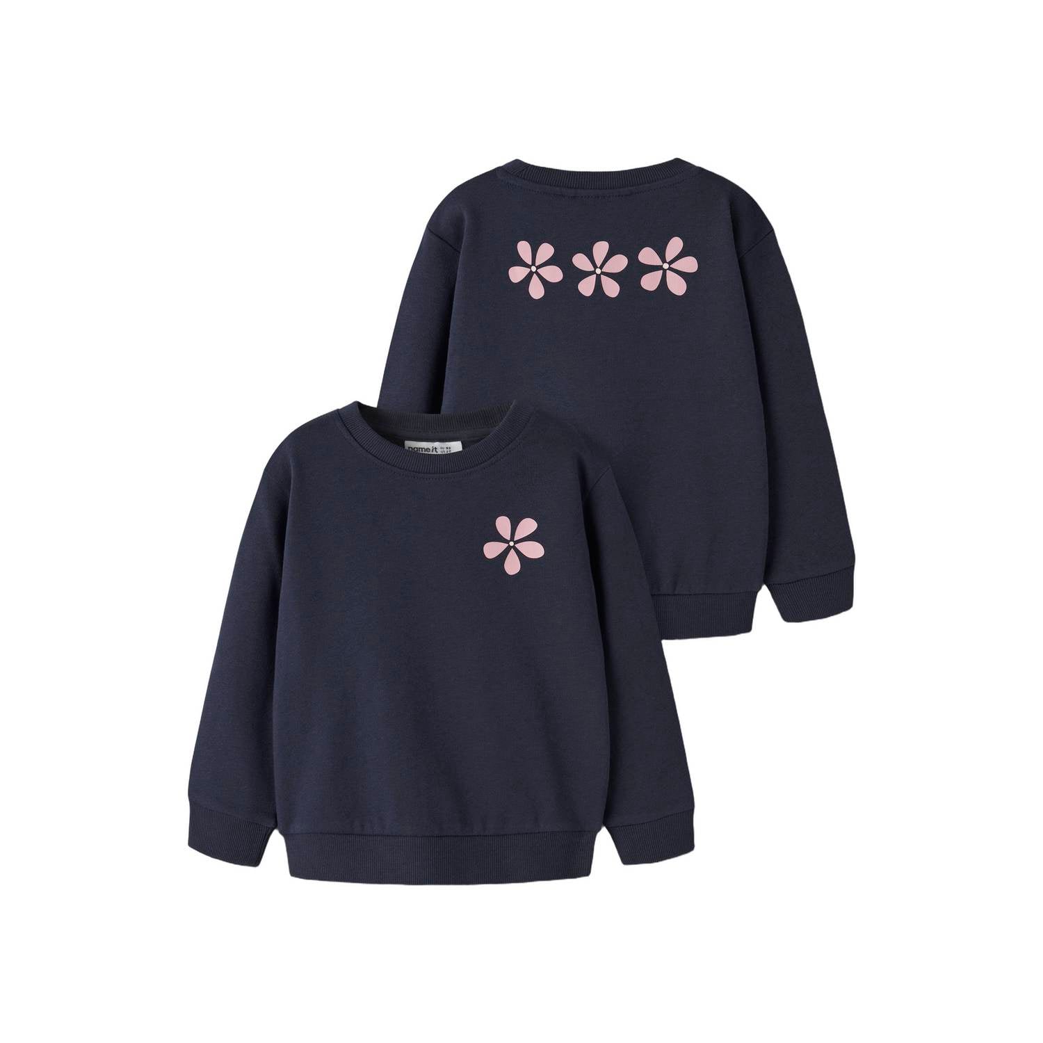 NAME IT MINI sweater met backprint donkerblauw