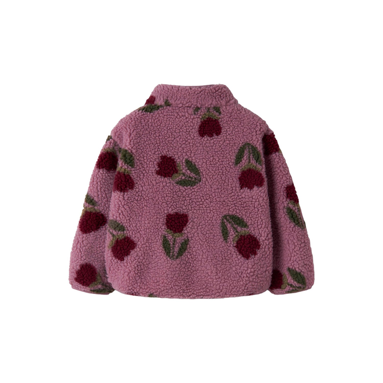 NAME IT MINI teddy gebloemde jas donkerroze
