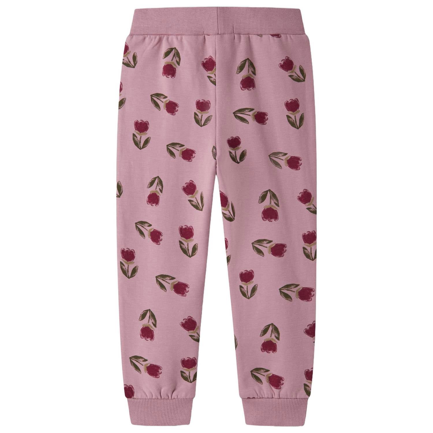 NAME IT MINI gebloemde joggingbroek lila