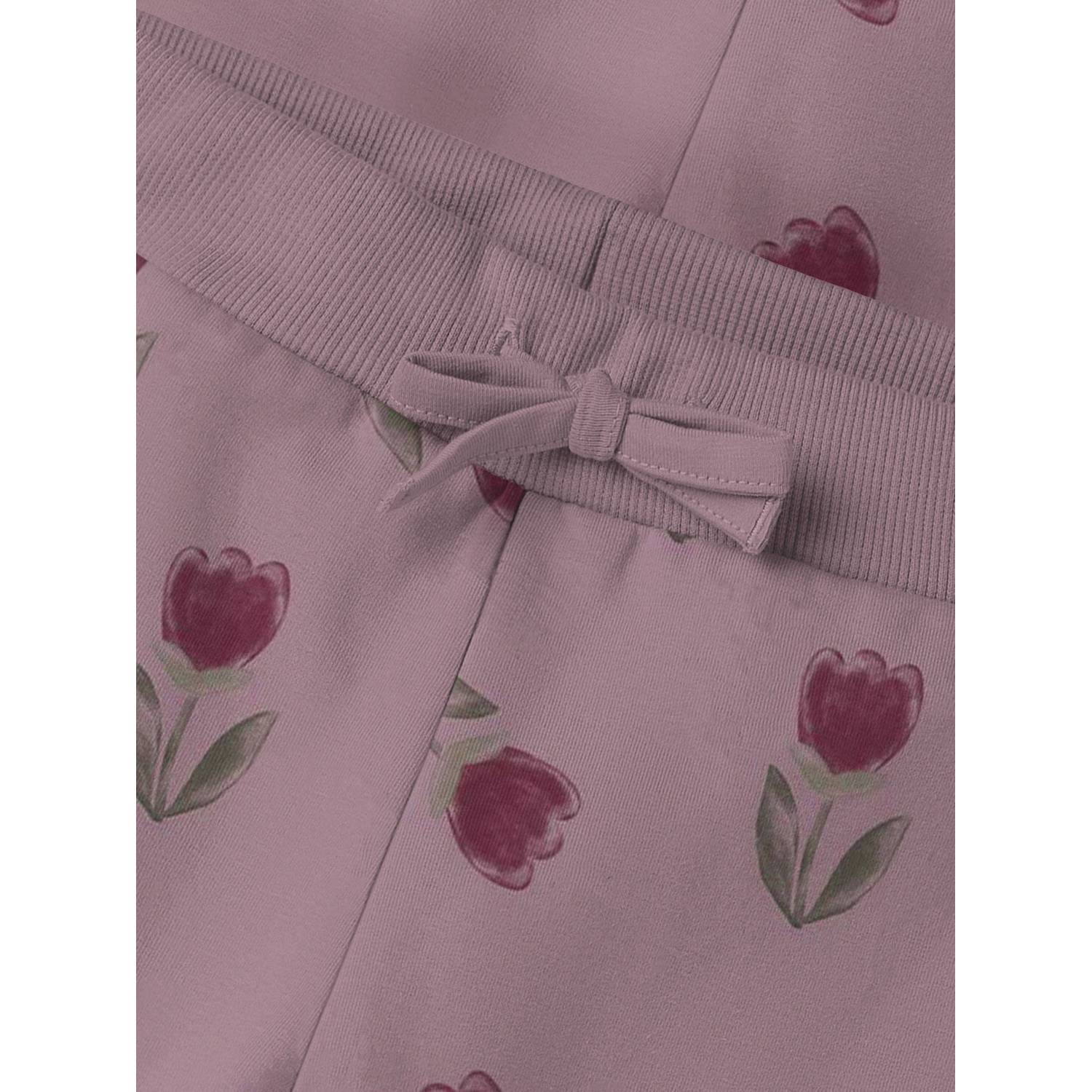NAME IT MINI gebloemde joggingbroek lila