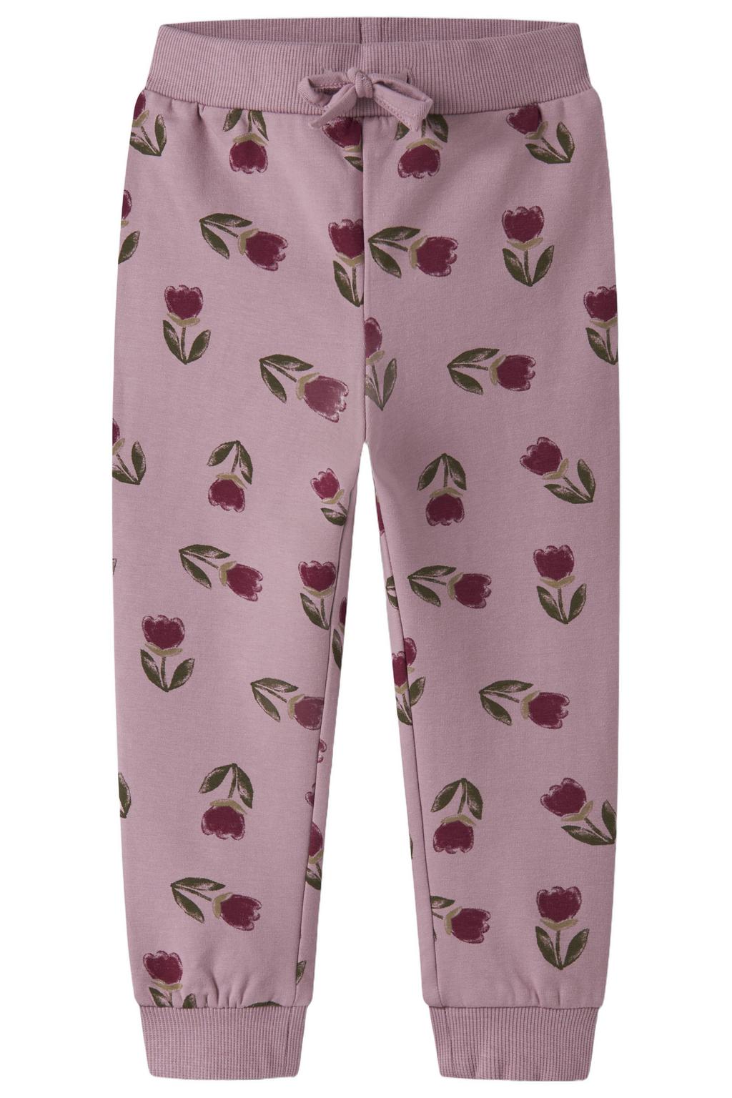 NAME IT MINI gebloemde joggingbroek - lila