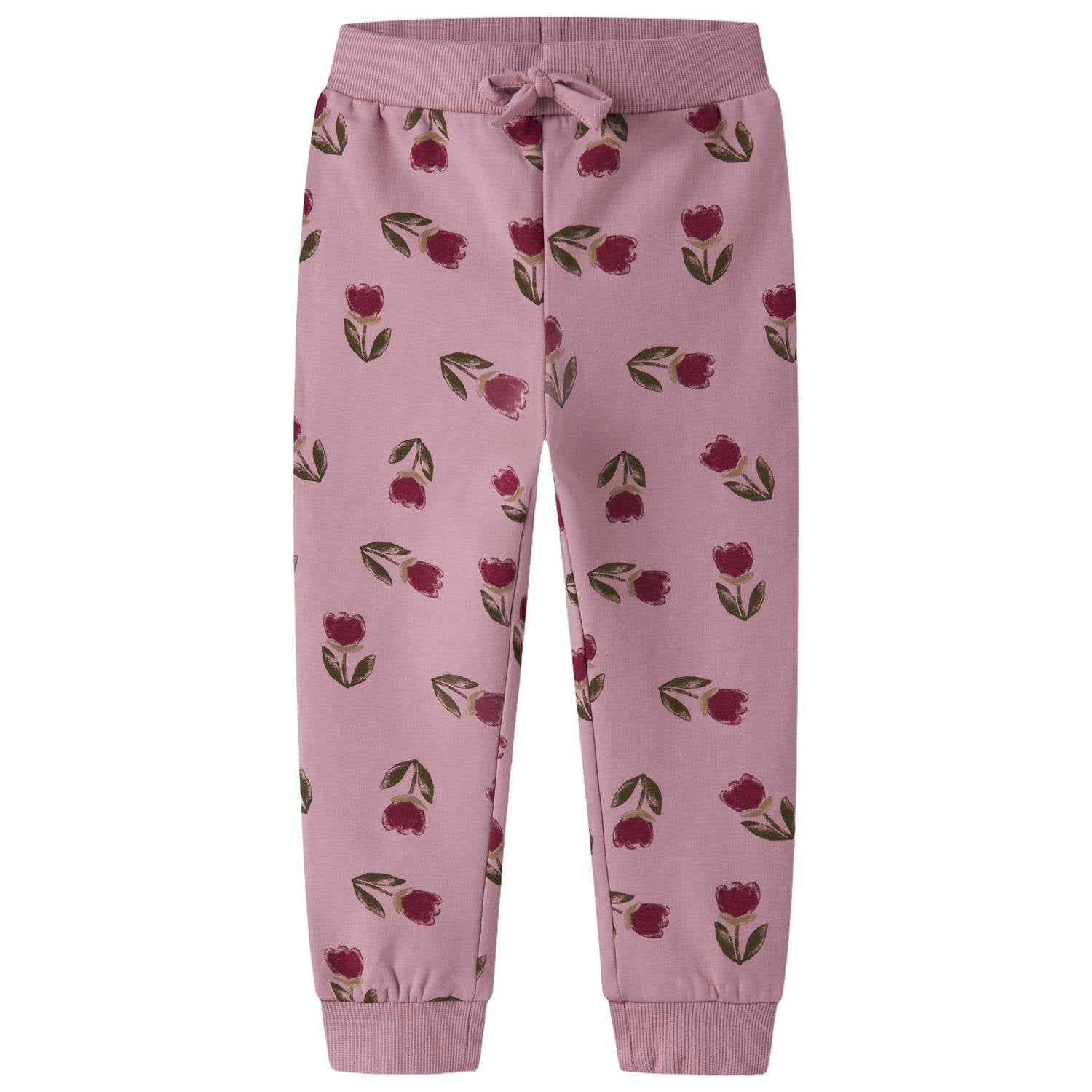 NAME IT MINI gebloemde joggingbroek lila