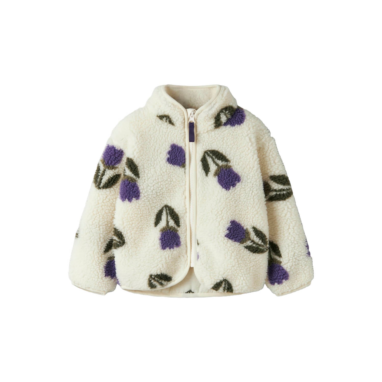 NAME IT MINI gebloemde teddy jas ecru