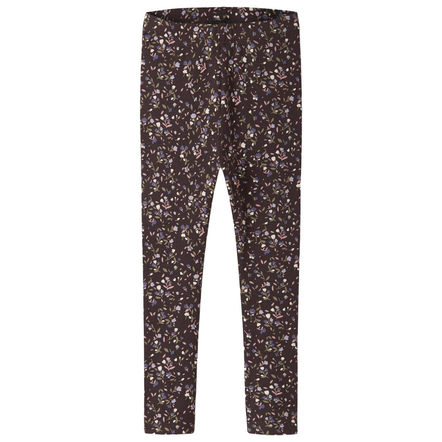NAME IT MINI slim fit gebreide gebloemde legging donkerbruin