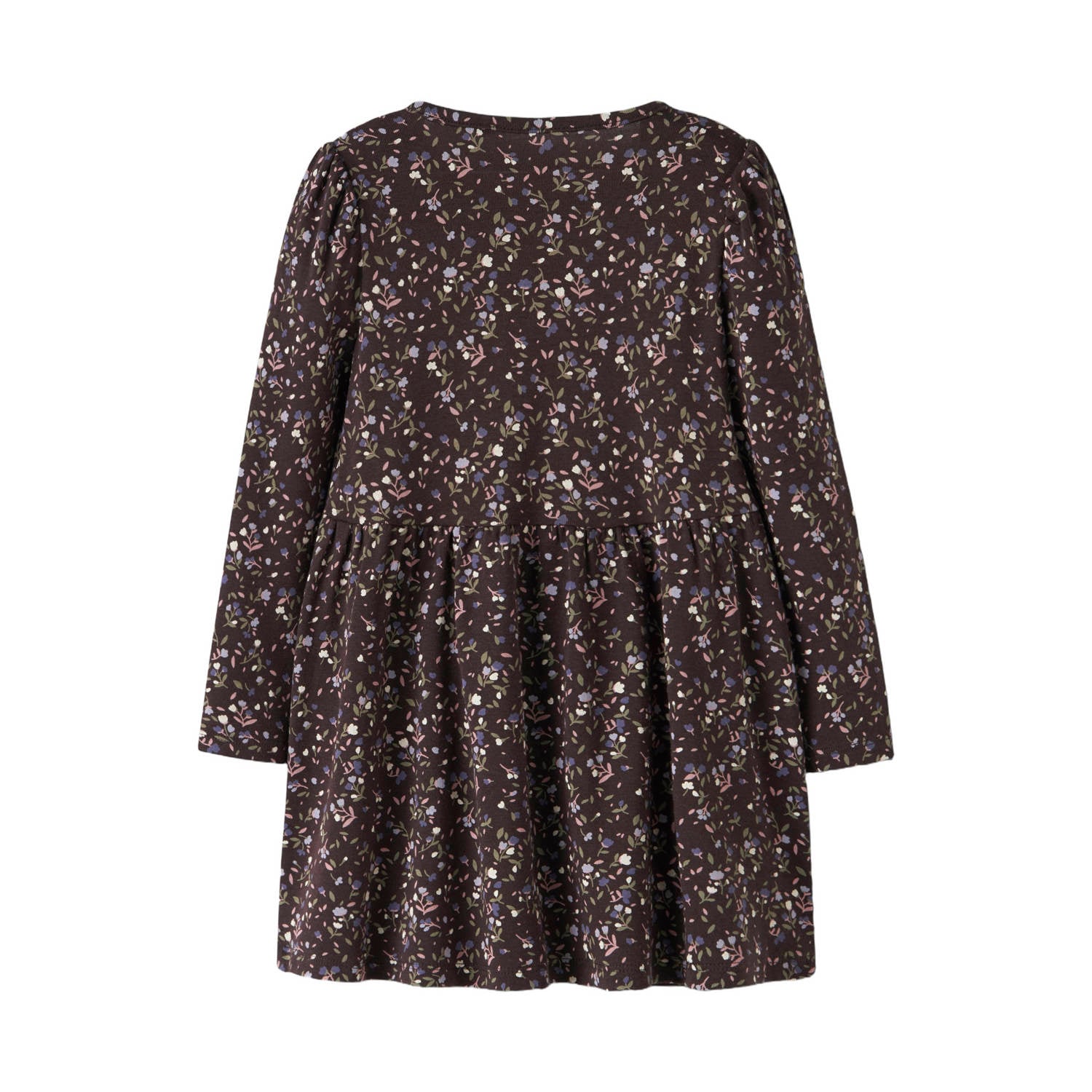 NAME IT MINI gebloemde midi jurk met plooien donkerbruin