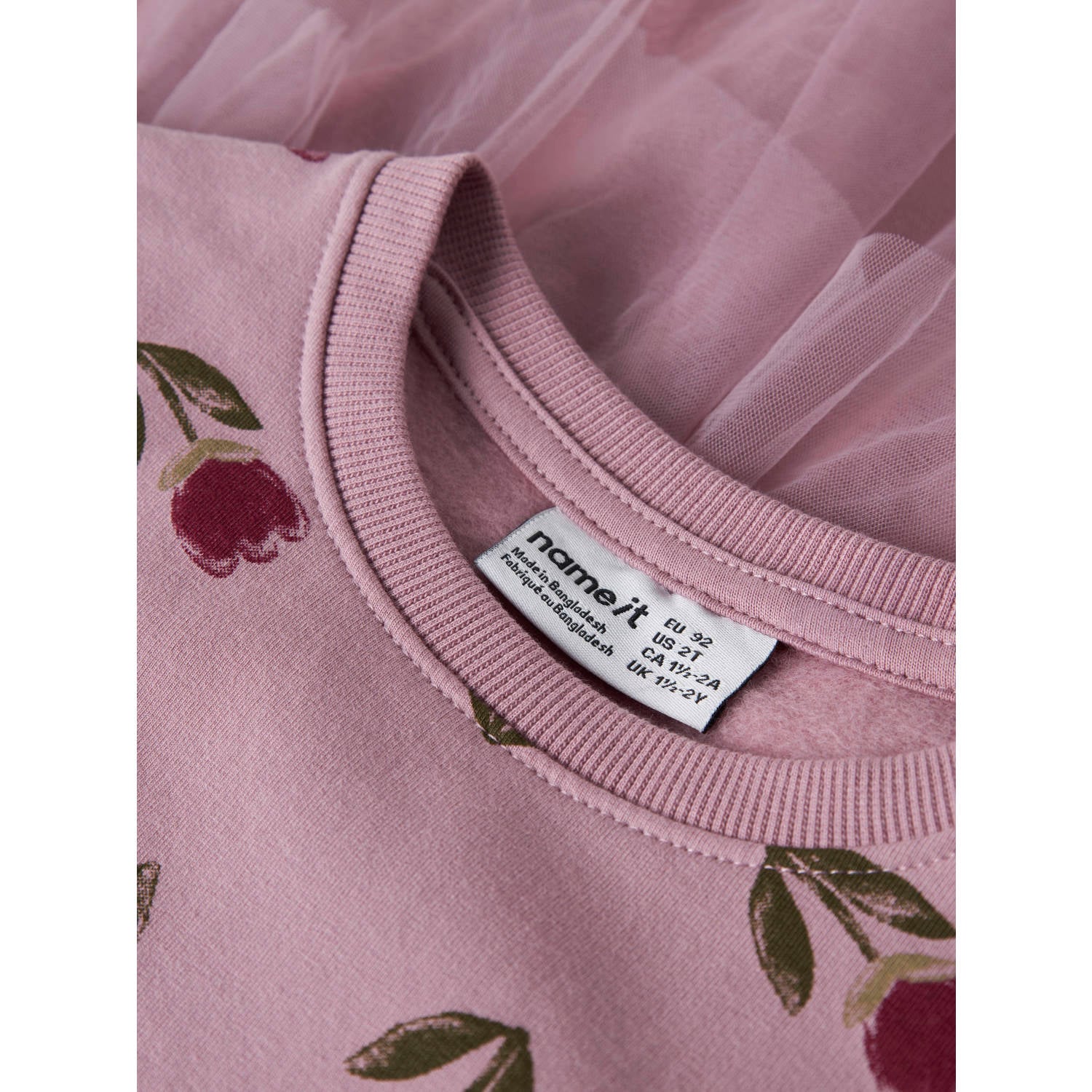 NAME IT MINI gebloemde midi sweatjurk oudroze