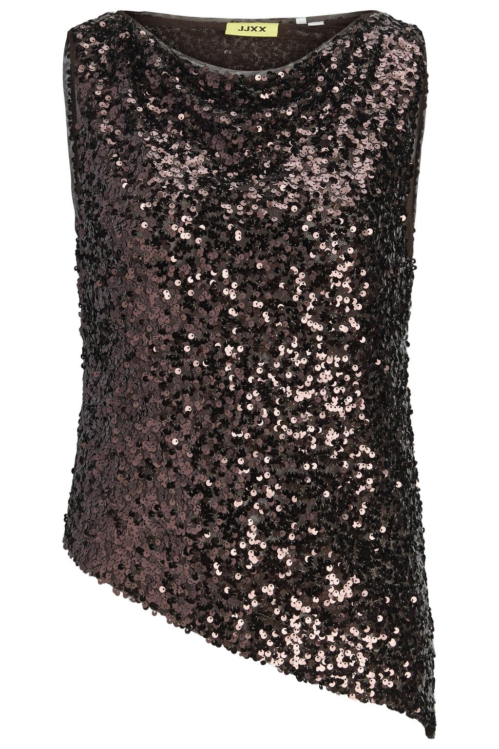JJXX GIRL top met glitters en pailletten - donkerrood