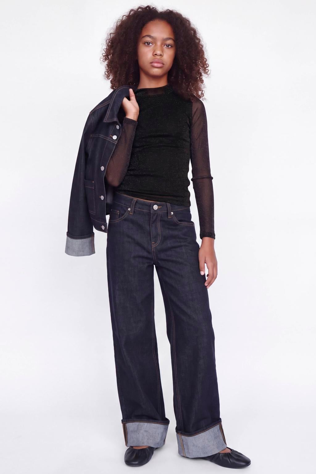 JJXX GIRL top met glitters - zwart