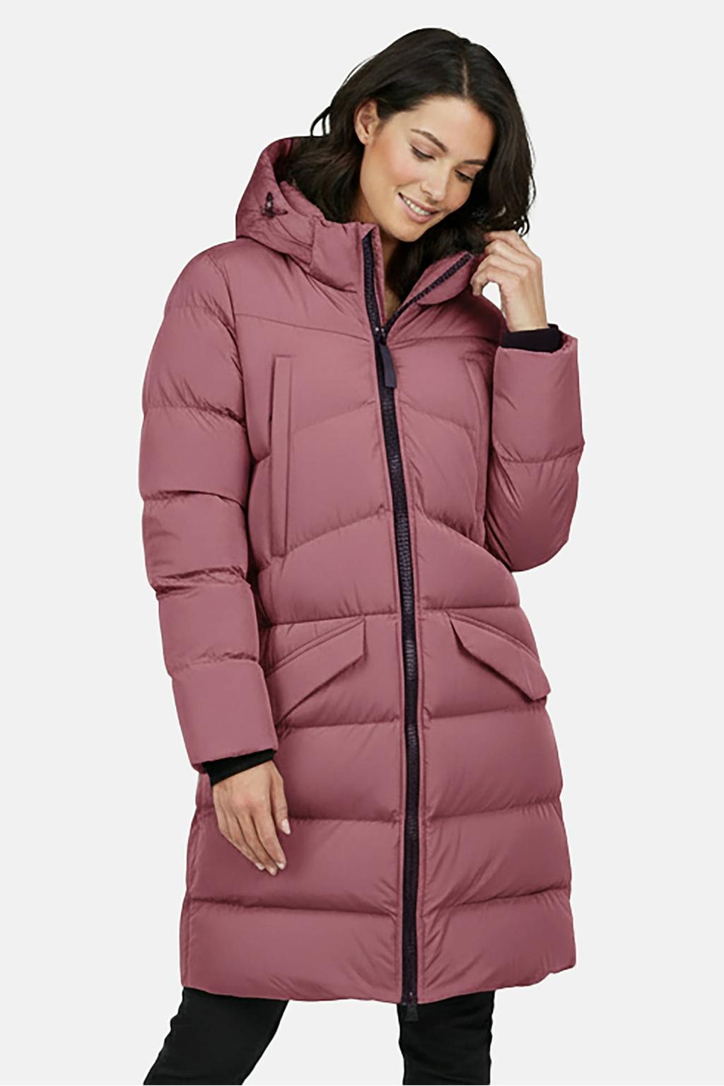 Roze dames Cars gewatteerde winterjas van nylon met effen, lange mouwen en capuchon