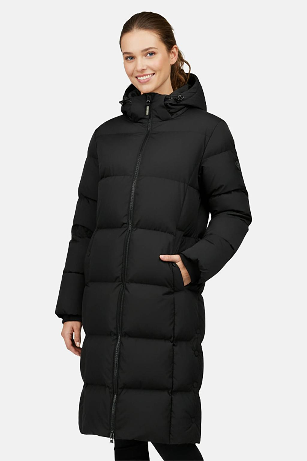 Zwarte dames Cars gewatteerde winterjas van polyester met effen, lange mouwen en capuchon