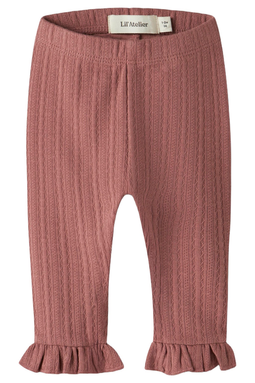 LIL' ATELIER BABY gebreide legging met ruches - oudroze