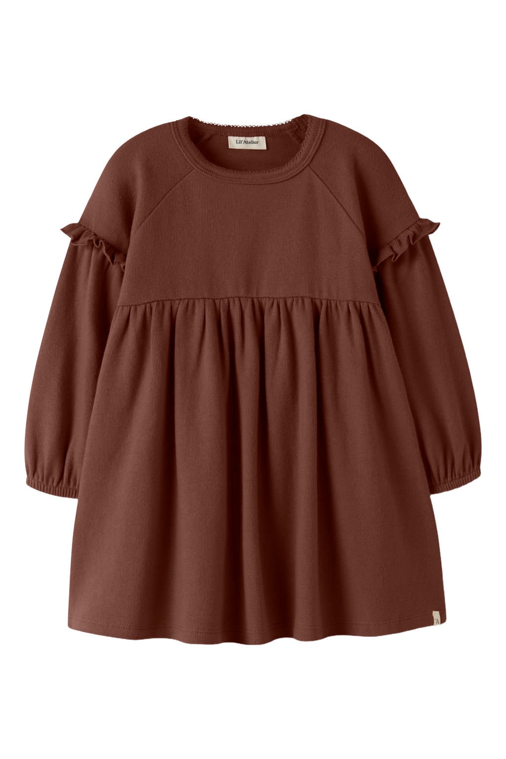 LIL' ATELIER MINI A-lijn midi jurk met ruches - bruin