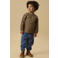 LIL' ATELIER MINI gestreepte longsleeve - bruingroen/ecru