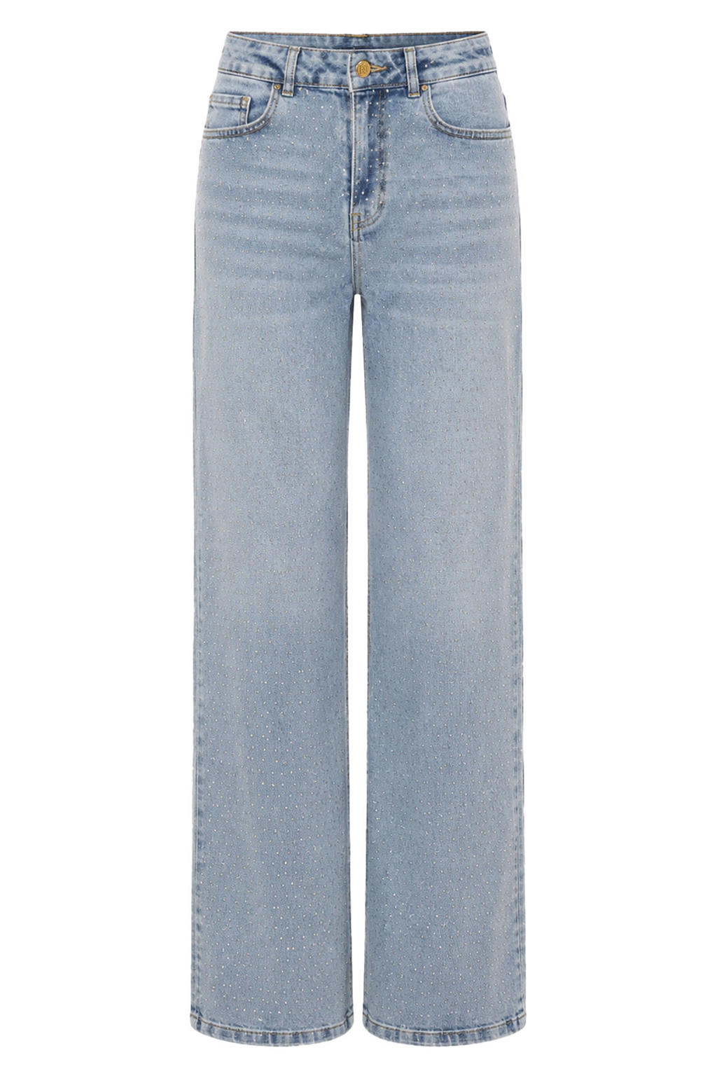 Light blue denim dames NIKKIE wide leg jeans van denim met high waist, rits- en knoopsluiting en effen