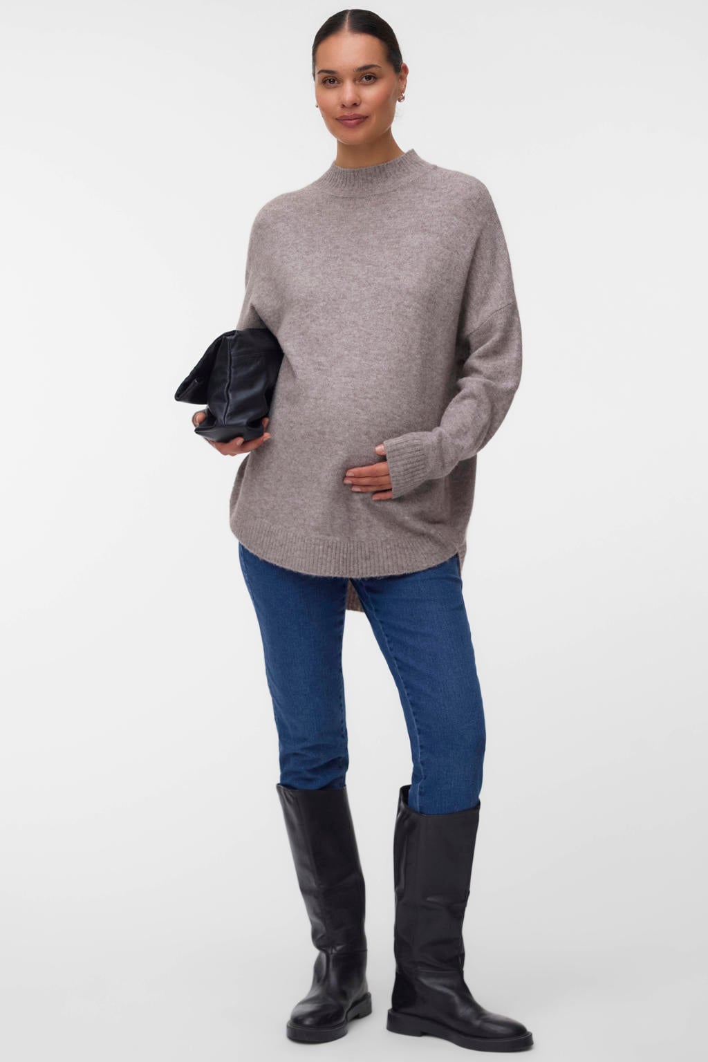 VERO MODA MATERNITY gebreide zwangerschapstrui met wol - taupe