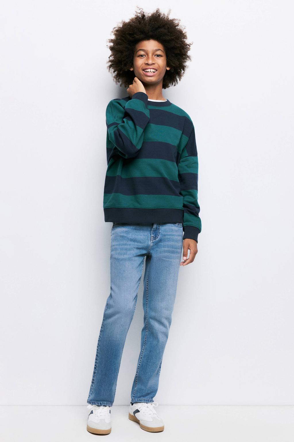 Medium blue denim jongens Mango Kids slim fit jeans van denim met effen