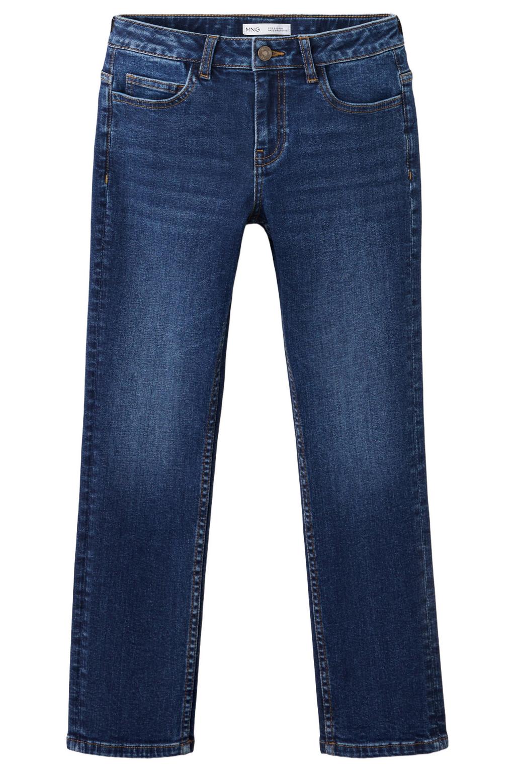 Medium blue denim jongens Mango Kids slim fit jeans mediumblauw van denim met effen