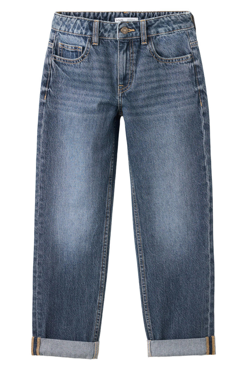 Medium blue denim jongens Mango Kids regular fit jeans van denim met effen