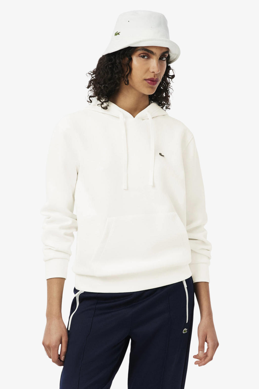 Lacoste hoodie met logo - ecru
