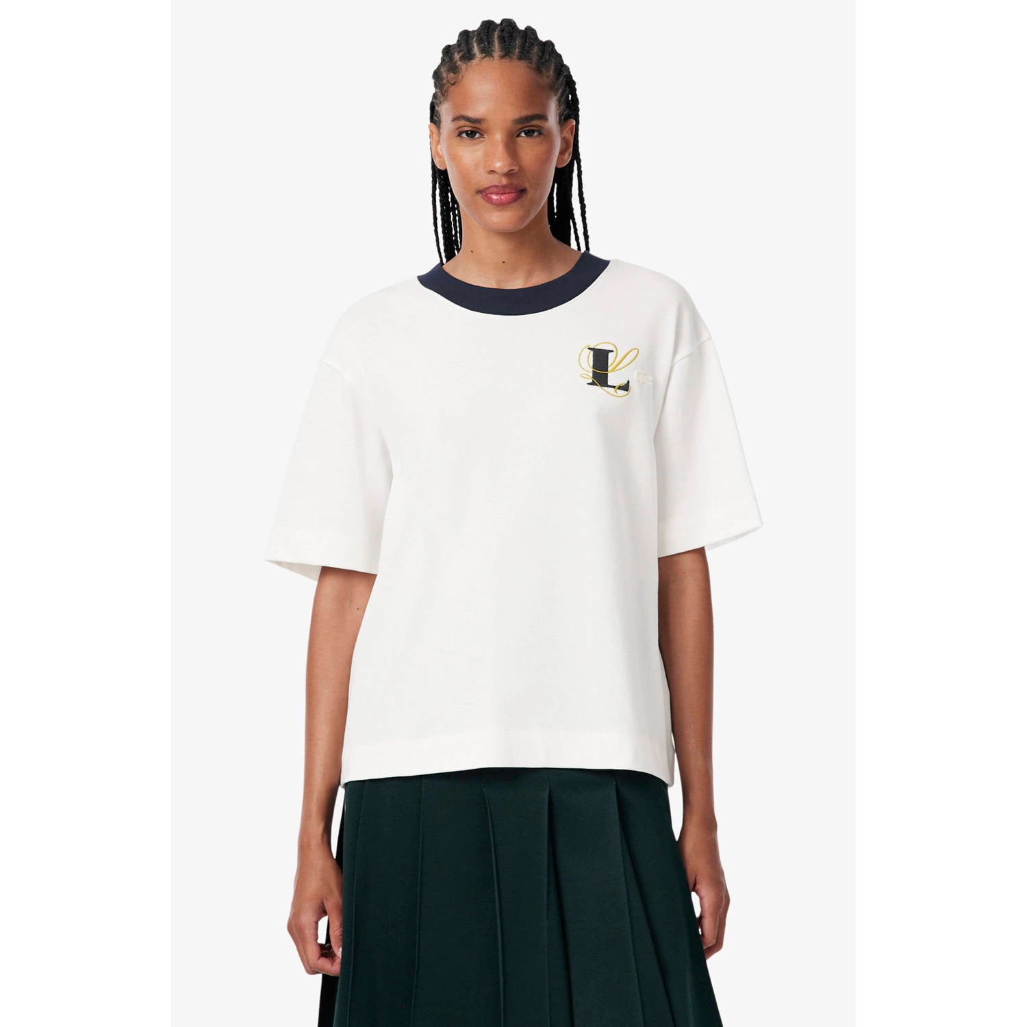 Lacoste T-shirt met tekst ecru