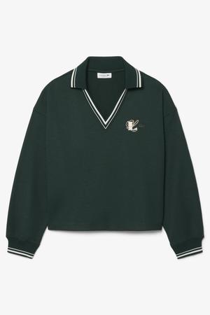 sweater met logo - donkergroen/ecru
