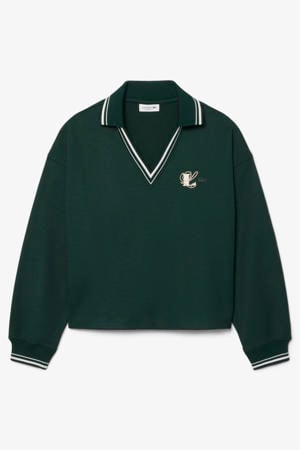 sweater met logo - donkergroen/ecru
