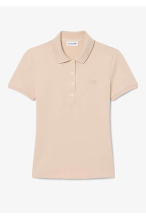rechtvallende polo met logo - beige