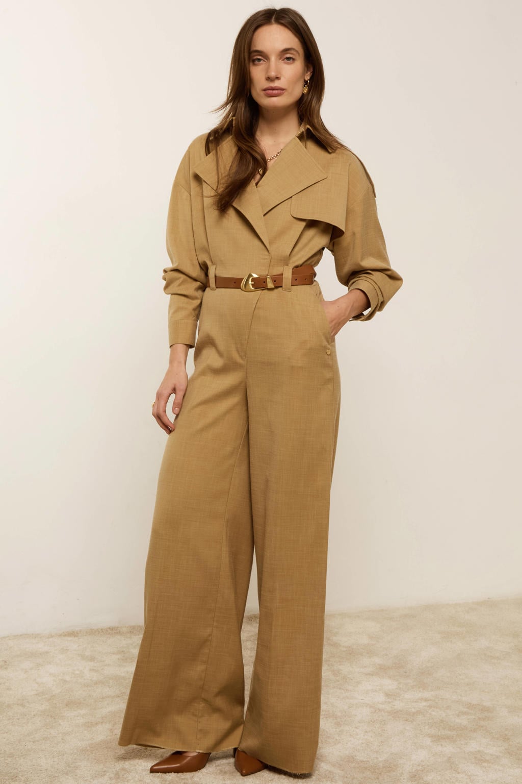 JOSH V jumpsuit met ceintuur - camel