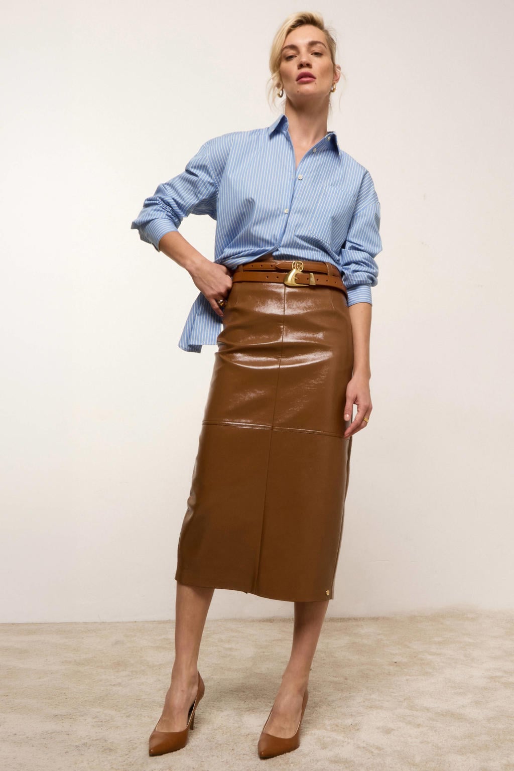 JOSH V gestreepte blouse - lichtblauw