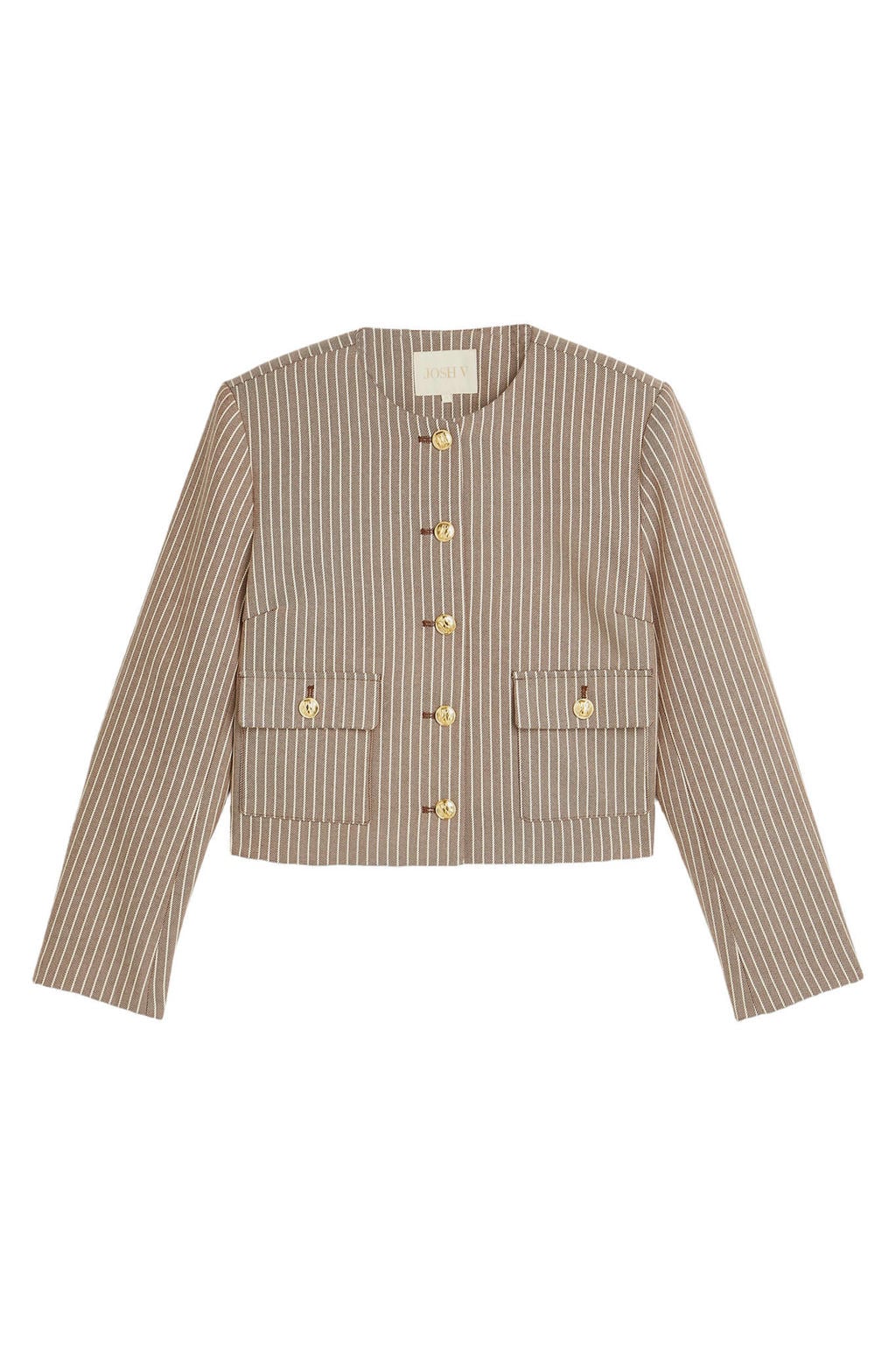 JOSH V regular fit gestreepte blazer - beige