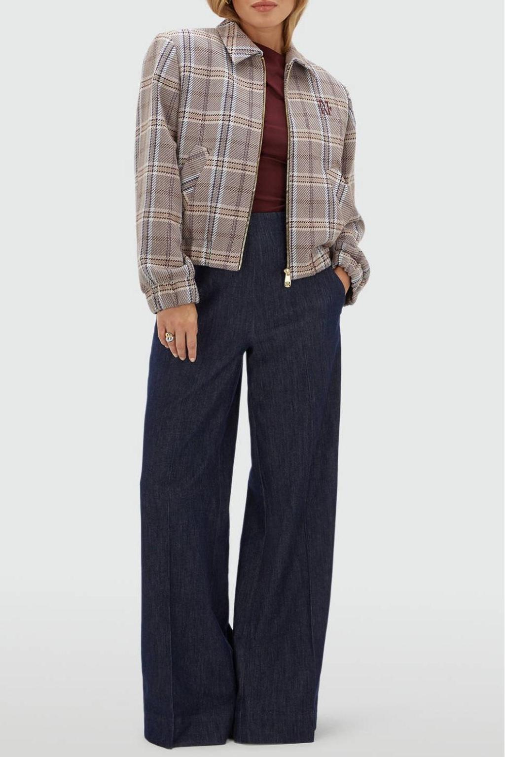 Multikleurige dames JOSH V geruite jas meerkleurig van polyester met lange mouwen en knoopsluiting