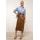 JOSH V imitatieleren midi kokerrok met split - cognac