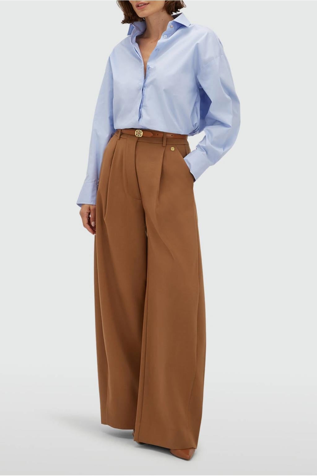 JOSH V blouse met open rug - blauw