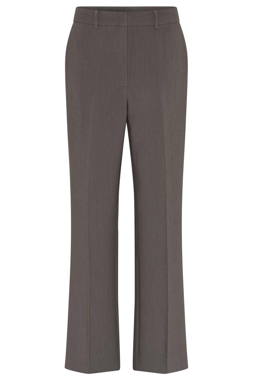 Grijze dames Bruuns Bazaar tapered broek van polyester met regular waist, rits- en knoopsluiting en effen