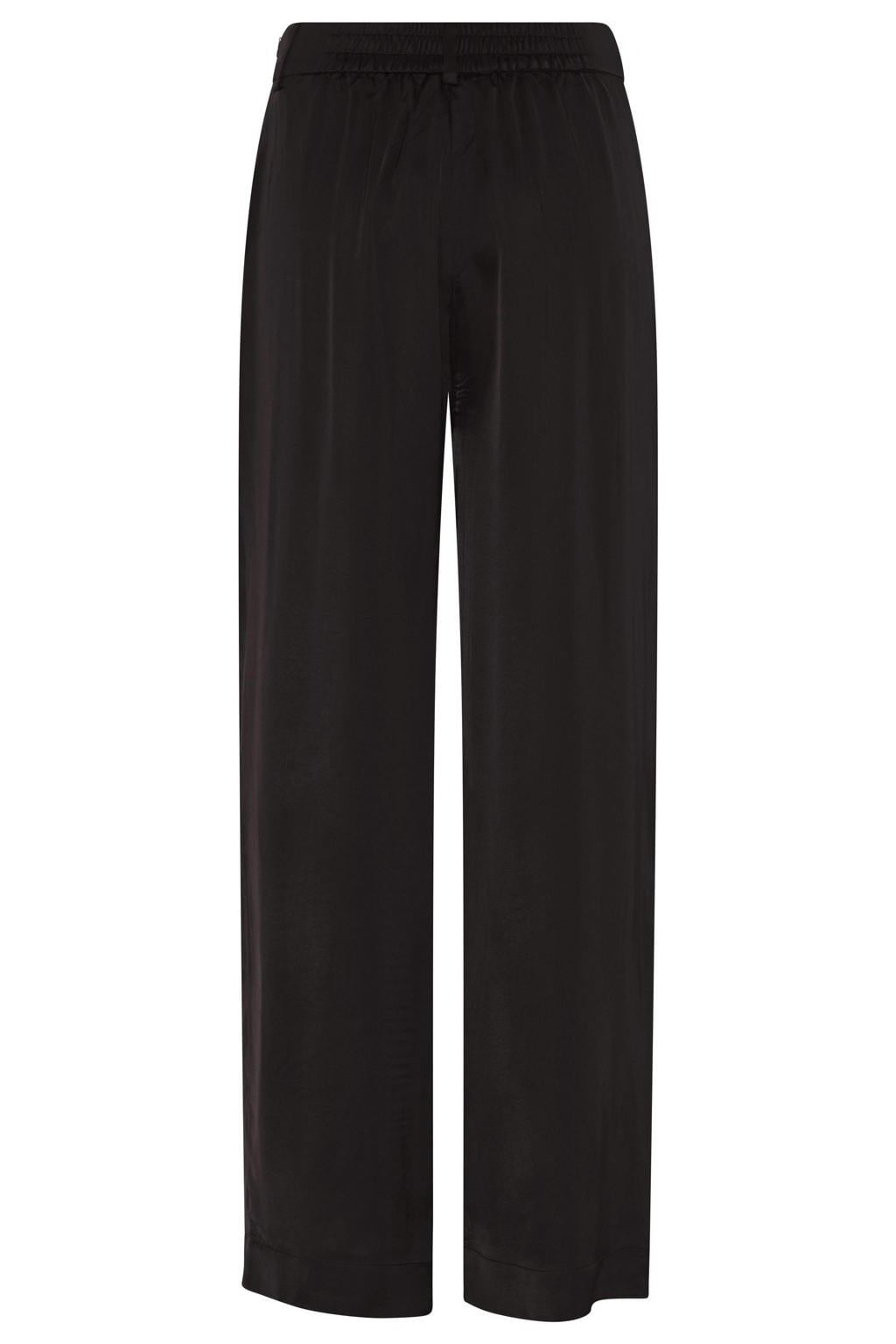Donkerblauwe dames Bruuns Bazaar high waist straight leg broek van viscose met effen
