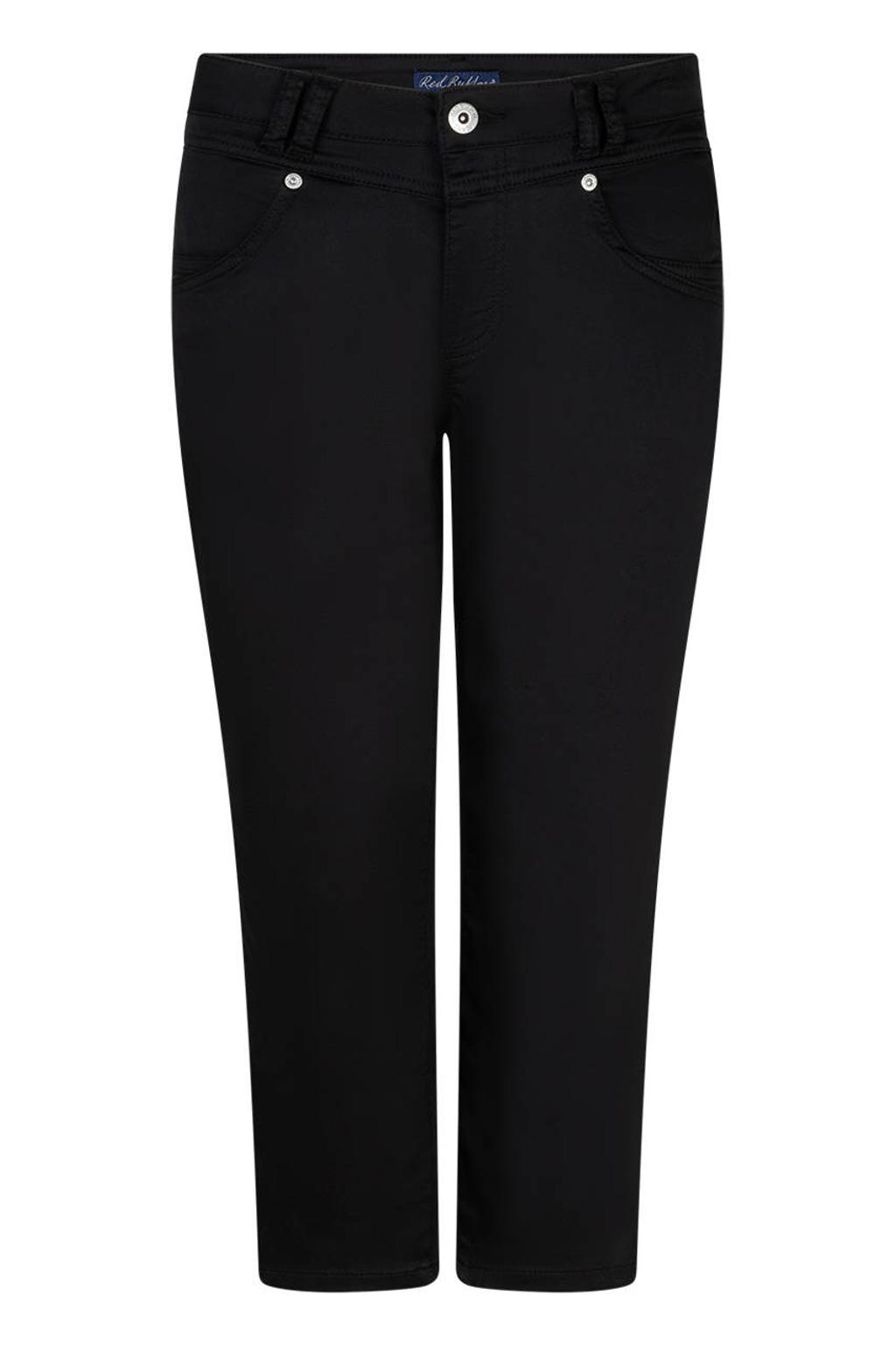 Zwarte dames Red Button capribroek van katoen met regular waist, rits- en knoopsluiting en effen
