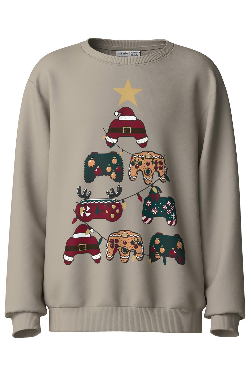 NAME IT KIDS sweater met print - ecru