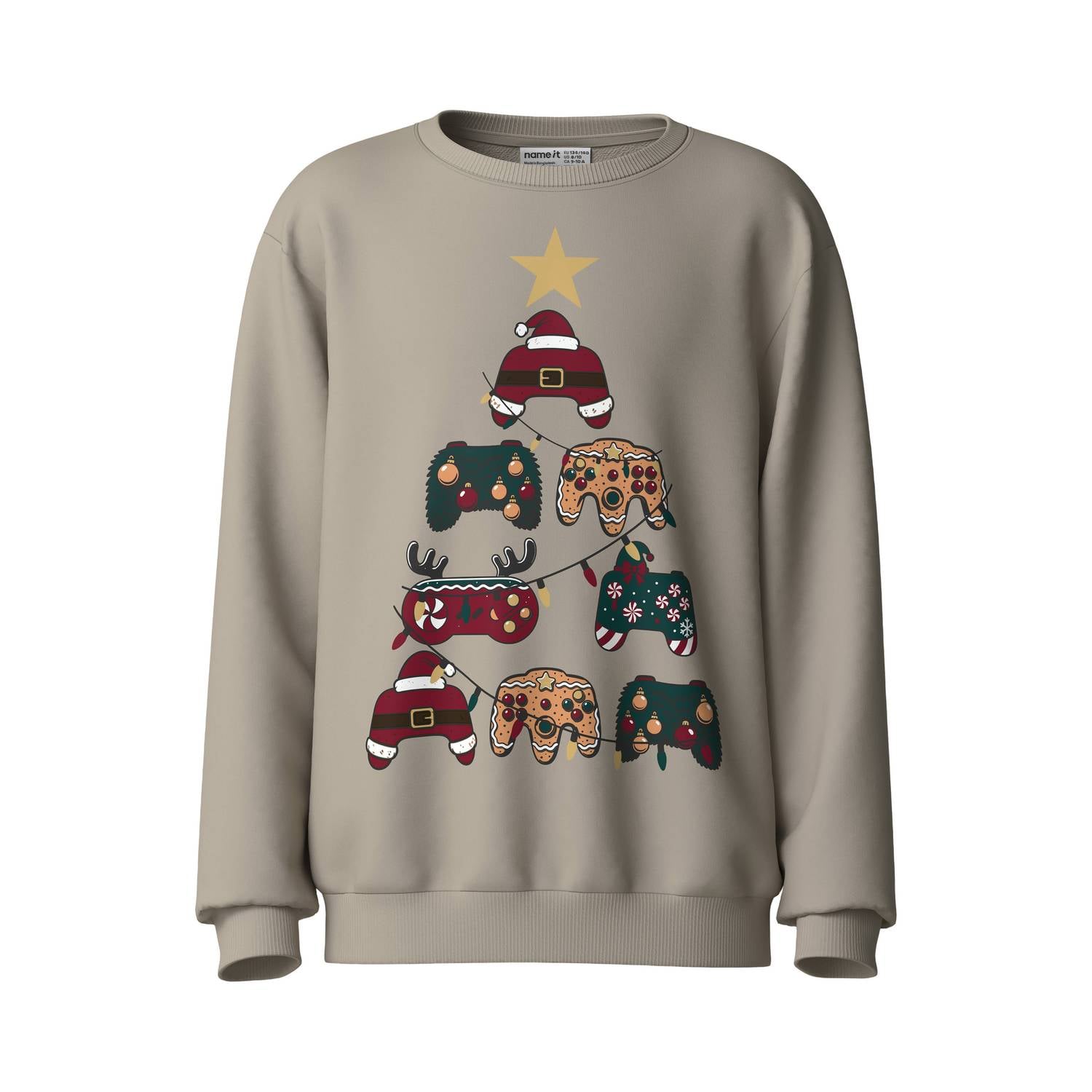 NAME IT KIDS sweater met print ecru