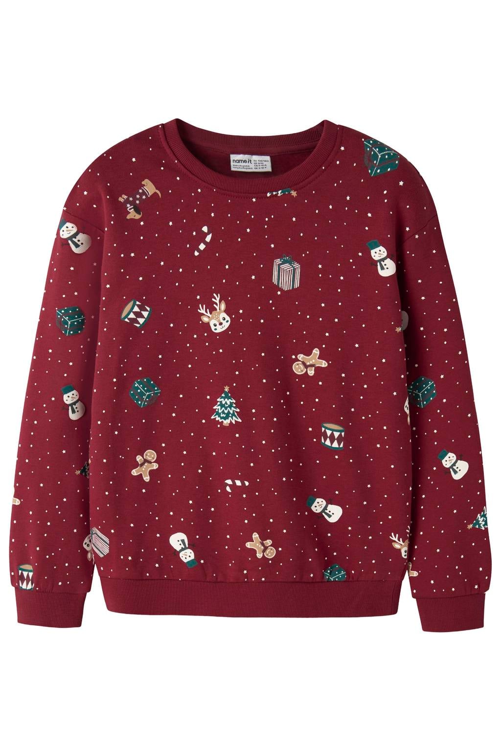 NAME IT KIDS sweater met print - rood