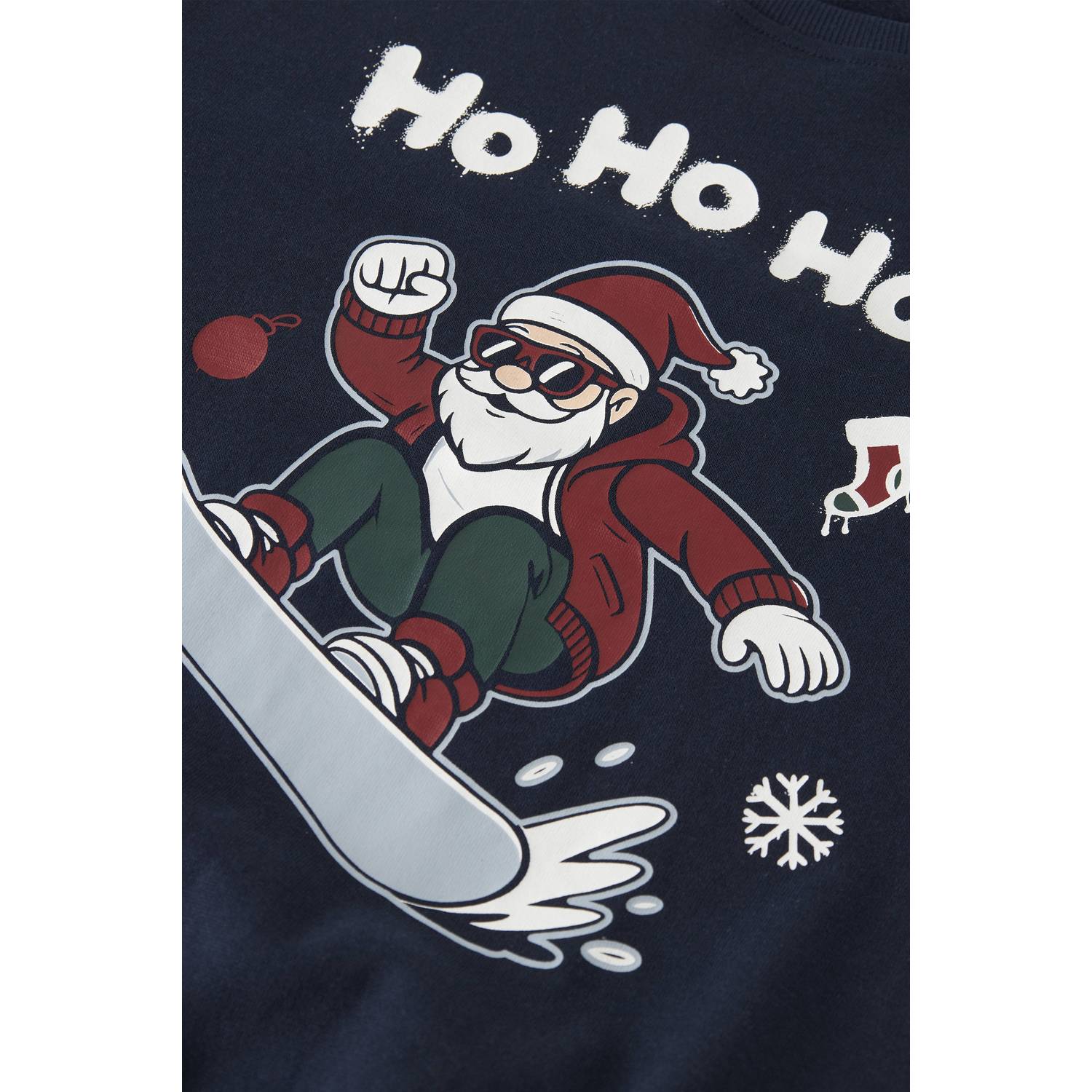 NAME IT KIDS rechtvallende kersttrui met print donkerblauw